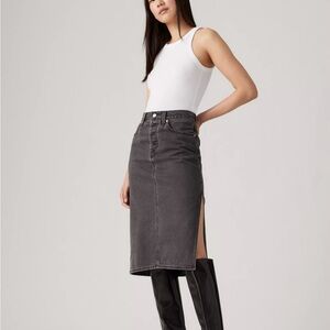Gray Denim Midi Skirt